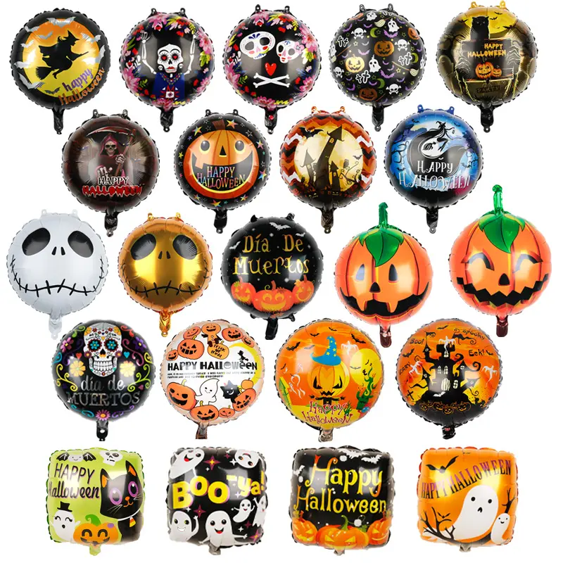 Globos de aluminio de 18 pulgadas para Halloween, decoración para el hogar, feliz cumpleaños, decoraciones para fiestas, accesorios para Halloween