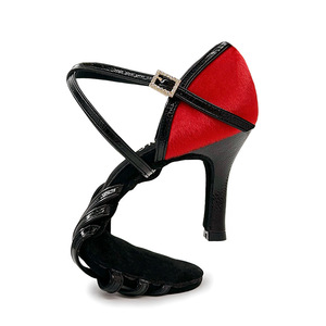 Chaussures de <span class=keywords><strong>danse</strong></span> de salon personnalisées à petites perles pour femmes, bout ouvert, légères, semelle en daim, sandales latines en satin bleu, 7 cm - Product Image 5