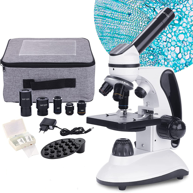 Hot -selling Monocular Microscope for Adults Students 1000X Multiplier Dual Led Illumination Beginners Biological Microscope