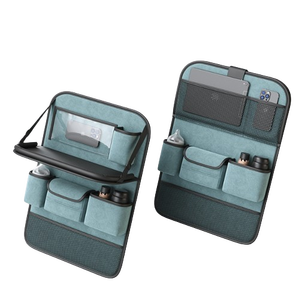 Bolsa de almacenamiento para asiento trasero de coche de gran capacidad con múltiples bolsillos de cuero PU, organizador de coche con bandeja de mesa plegable - Product Image 3