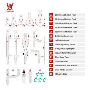 Kit d'appareils <span class=keywords><strong>de</strong></span> distillation <span class=keywords><strong>de</strong></span> laboratoire <span class=keywords><strong>de</strong></span> <span class=keywords><strong>chimie</strong></span> organique en verre borosilicate, fournitures <span class=keywords><strong>de</strong></span> laboratoire personnalisées CS Labglass - Product Image 2