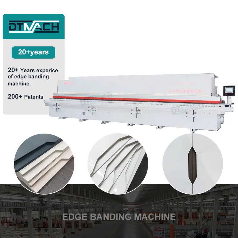 DTMACHF371木工業界で使用される高速接着剤小型自動エッジバンディングマシンJ形状C形状