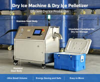 Máquina de Hielo Seco en Pellets de CO2, Inteligente, Comercial, de Acero Inoxidable, Funcionamiento Automático