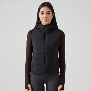 Vente en gros <span class=keywords><strong>de</strong></span> vêtements d'entraînement sport personnalisés veste en duvet sans manches à fermeture éclair hiver sweat à capuche gym fitness Fpr femmes - Product Image 3
