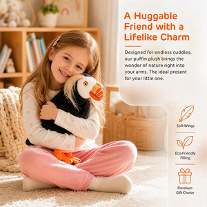 Peluche Puffin touffue de 10 pouces au design unique, jouet en peluche réaliste, figurines de collection pour enfants - Product Image 4