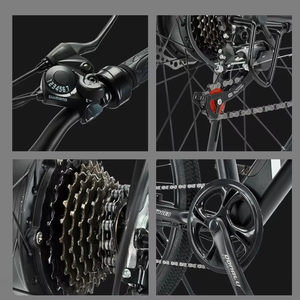Vélo de montagne électrique <span class=keywords><strong>pas</strong></span> <span class=keywords><strong>cher</strong></span> 26 pouces en acier, 21 vitesses, roues en alliage d'aluminium, batterie 48V 250W, autonomie 30 km, fourche à suspension, freins à disque - Product Image 5