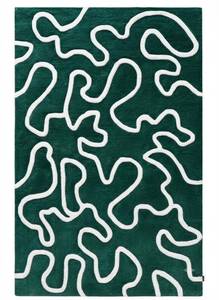 Alfombra Moderna Abstracta con Patrón Verde y Blanco, Rectangular, Antideslizante, de Pelo Medio, para Comedor - Product Image 5