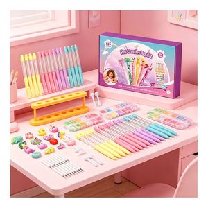 ชุดปากกากลิตเตอร์แสนสนุก DIY พร้อมจุกตกแต่งน่ารัก ลูกปัดเลื่อมหลากสี ไส้เติมได้ ของขวัญสำหรับเด็ก ชุดกล่องของขวัญ ของเล่น - Product Image 1
