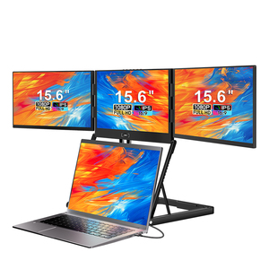 Triple Portable Monitor 15.6 Inch IPS FHD Foldable Design One <b>Cable</b> Three Screens Extender For Laptop Work - Product Image 1