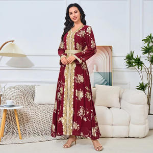 Nueva Djellaba Musulmana de Verano para <span class=keywords><strong>Mujer</strong></span>, Abaya Bordada con Cuentas Doradas y Mangas Largas - Product Image 2