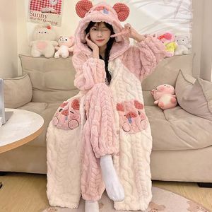 <span class=keywords><strong>Pigiama</strong></span> Invernale <span class=keywords><strong>Oversize</strong></span> con Cappuccio, Comodo e Carino, Set in Flanella, Vestaglie da <span class=keywords><strong>Donna</strong></span>, Abbigliamento da Casa - Product Image 5