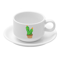 BENELUCK Ensemble de café et de thé en céramique blanche de luxe Tasses et soucoupes avec logo personnalisable pour cadeaux ou usage quotidien