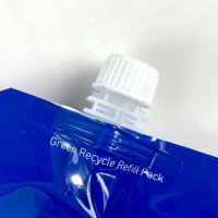 Sac souple personnalisé réutilisable en plastique de 1 litre pour liquides, savon, lessive, avec bec verseur, rechargeable, à fond stable