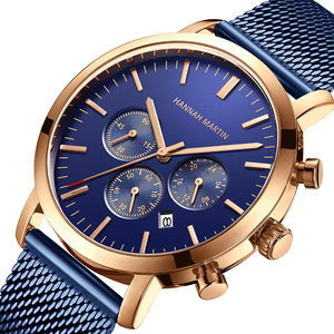 Reloj cronógrafo para hombre con logotipo personalizado, OEM, ODM, caja de acero inoxidable, correa de malla, calendario, plateado, de cuarzo, para hombre. - Product Image 3