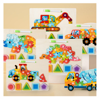 Blocs de puzzle éducatifs en forme de dinosaure pour enfants, jouets d'apprentissage de planche à dessin pour garçons et filles