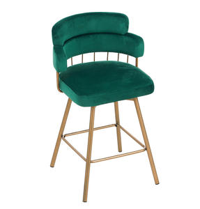 Modern Luxury Adjustable Leisure Chair with Velvet Seat and Metal Legs for Home & Hotel <b>Bar</b> Chairs Set of 2 - Product Image 3