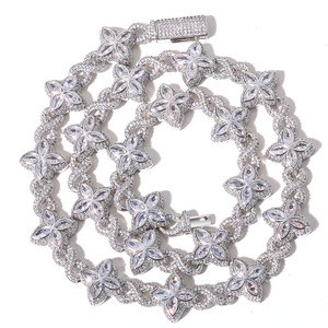 โรงงานขายส่งสร้อยคอแฟชั่นผู้ชายและผู้หญิง ดีไซน์ดอกไม้ เงินแท้ 925 สไตล์ฮิปฮอป ประดับเพชรโมอิสซาไนต์ - Product Image 5