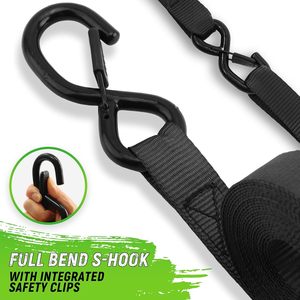 Lot de 4 sangles d'arrimage à <span class=keywords><strong>cliquet</strong></span> de 1 pouce x 15 pieds avec boucles souples de 15 pouces, résistance à la rupture pour moto, camion, cargaison - Product Image 4