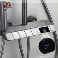 Système de robinetterie de bain thermostatique intelligent à affichage LED moderne, touches de piano, jet de pluie doux
