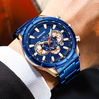 BINBOND B6395 jam tangan kasual pria, arloji Stainless Steel Quartz konograf olahraga bercahaya pointer 6395