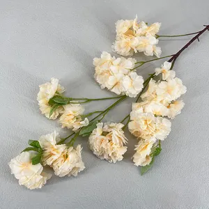 도매 인공 꽃 가지 가짜 일본 사쿠라 벚꽃 나무 가지 흰색 인공 벚꽃 가지