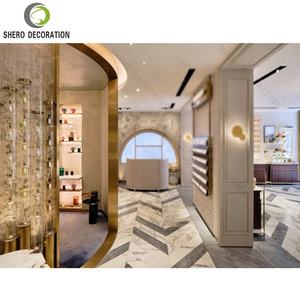 Idea de Diseño Interior de Tienda de Perfumes de Lujo Dorada, Muebles de Alta Gama para Tienda de Perfumes con Vitrina de Exhibición de Metal - Product Image 1