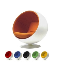 VR Furniture Chaise boule de loisirs en fibre de verre Chaise en tissu velours