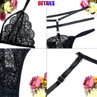 Ensemble de lingerie sexy en dentelle pour femme, soutien-gorge push-up + culotte string ajourée, ensemble deux pièces, lingerie exotique pour femme