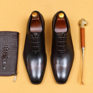 One-piece Oxford leather handcrafted British business formal pointed-<b>toe</b> wedding shoes - Product Image 4