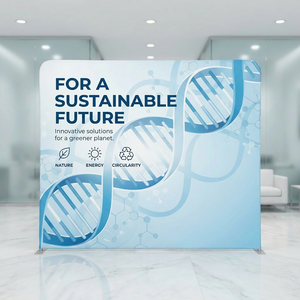 [Stock en EE. UU.] Soporte de exhibición portátil moderno de tela tensada de 10x8 pies, solo estructura de tubo de aluminio para telón de fondo de ferias comerciales, montaje en 5 minutos - Product Image 1