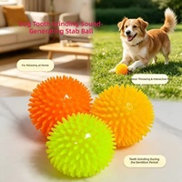 Ballon de dentition couineur pour chien en TPR, à picots, en caoutchouc souple, jouet interactif sonore multicolore pour chiot, pour la mastication et le jeu en intérieur