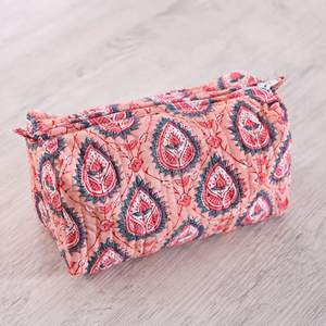 Meilleure Vente Grandes Trousses Cosmétiques Vintage en Coton Matelassé, Sac <span class=keywords><strong>de</strong></span> <span class=keywords><strong>Toilette</strong></span> Fait Main Imprimé au Bloc pour Femme - Product Image 4