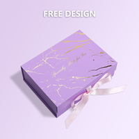 Emballage en papier pliable boîte-cadeau de demoiselle d'honneur magnétique rigide violette personnalisée avec ruban vente en gros