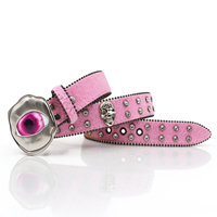 Ceinture en crin de cheval avec boucle œil maléfique gothique, sangle ornée de strass étincelants et d'un crâne, ceinture décorative punk rock