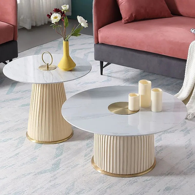Mesa de té moderna de lujo para sala de estar, mueble de diseño moderno y redondo