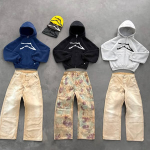 כבד משקל עמיד מותאם אישית מטבל צבוע כפתור סגירה עמיד לטבול חומצה עניבות וינטאג לטבול לחץ מותן גבוה מטען גברים מכנסיים - Product Image 5