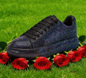 Zapatillas deportivas de plataforma con diamantes para mujer, blancas, negras, rosas - zapatillas deportivas casuales brillantes para mujer con pedrería - Product Image 4