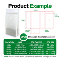 Sac à fond plat en coton doublé de PLA biodégradable, pochette translucide pour granola, papier de riz, PE