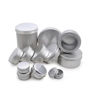 15ml 30ml 50ml 60ml 100ml 120ml 1oz 2oz 3oz 4oz Matte Black Gold Silver Aluminum Tins Jars For Lip Balm Pomade Hair Wax Candle
