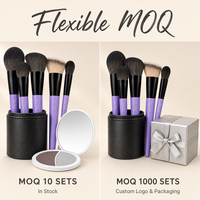 Ensemble de 8 pinceaux de maquillage de voyage miniatures en fibres synthétiques, portables, à manche court, vegan, avec logo personnalisé OEM/ODM et impression laser, directement de l'usine