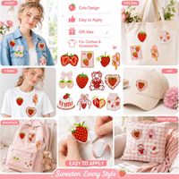 Bulk aardbeien geborduurde schattige Kawaii fruit strik melk cake ijslolly beer hart strijk-op naai borduur patches