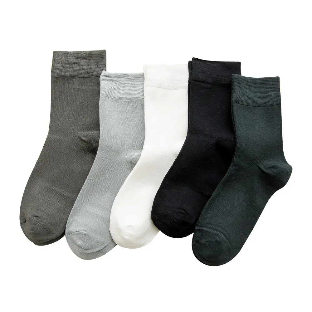 Bamboo fiber mid tube socks for men are soft comfortable breathable and sweat-absorbing Solid color simple business socks