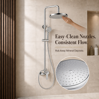 Colonne de douche murale moderne en laiton chromé à 2 voies avec fonction pluie, ensemble de douche de salle de bain avec mitigeur à main pour hôtel