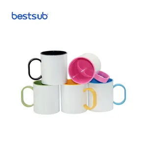 BestSub 11oz özel kişiselleştirilmiş sublime plastik polimer iç jant renk kahve kupa (BPM06)