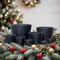 Pot Bunga Plastik Bulat Modern dengan Alas, Ringan, Tahan Lama, Berwarna-warni, untuk Tanaman Indoor & Outdoor, Cocok untuk Berkebun di Rumah