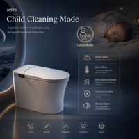 Toilette intelligente avec commande latérale, bidet électrique sans réservoir avec écran d'affichage, capteur au pied, chasse d'eau automatique