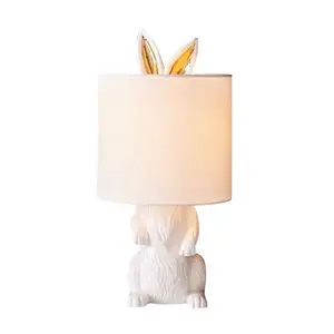 かわいい座位バニーキッズルームランプLamparas De Mesa De Animalesモダンな寝室の装飾白いウサギのランプ