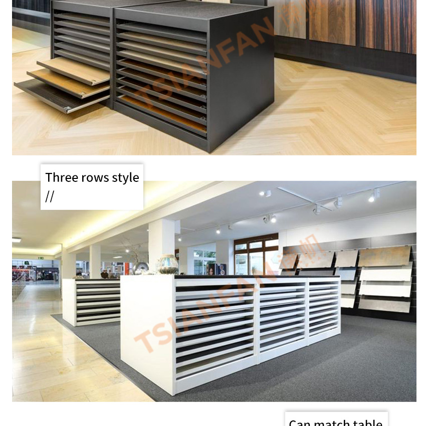 Tsianfan Ceramic Floor Tile Displays Racks Sliding Drawers Unit Granite Marble Sample Drawer Exhibit Rack Stone Display Cabinet