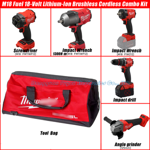 Bộ công cụ 18V không dây màu đỏ 5 trong 1 được thiết lập với cờ lê tác động, máy mài góc, tuốc nơ vít, máy khoan 3-trong-1impact dụng cụ điện chuyên nghiệp - Product Image 4