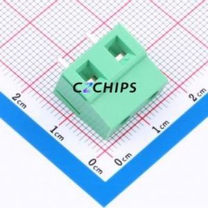 MX128-7.62-02P-GN01-Cu-Y-A Screw Terminal Block Through hole Component (THT),P=7.62mm Connector 1x2P 7.62mm Green Through Hole - Product Image 1